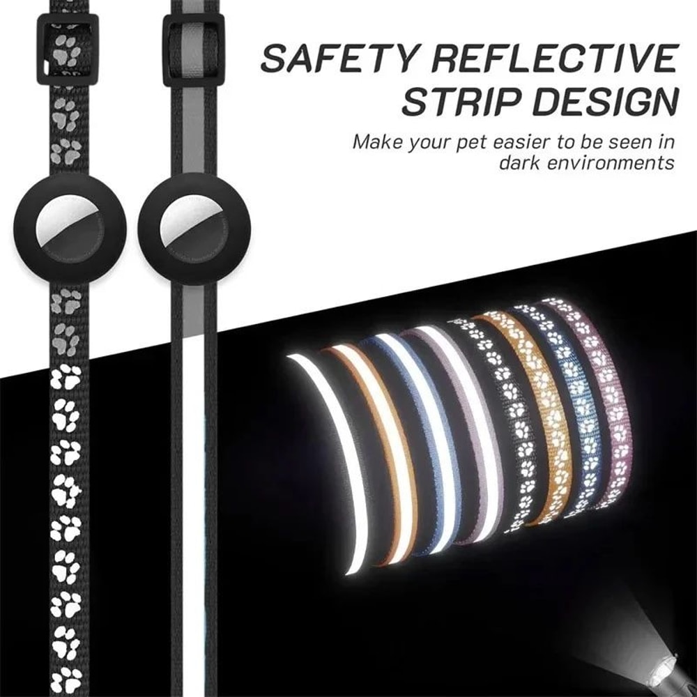 Reflective Airtag Compatible Cat Collar With Safety Buckle 3