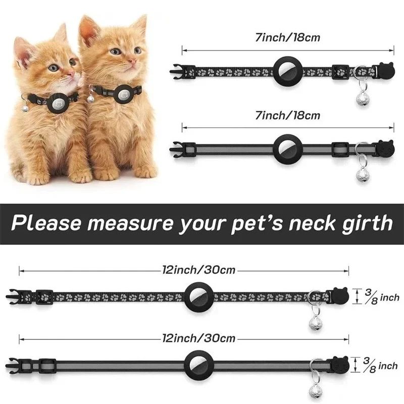 Reflective Airtag Compatible Cat Collar With Safety Buckle 5