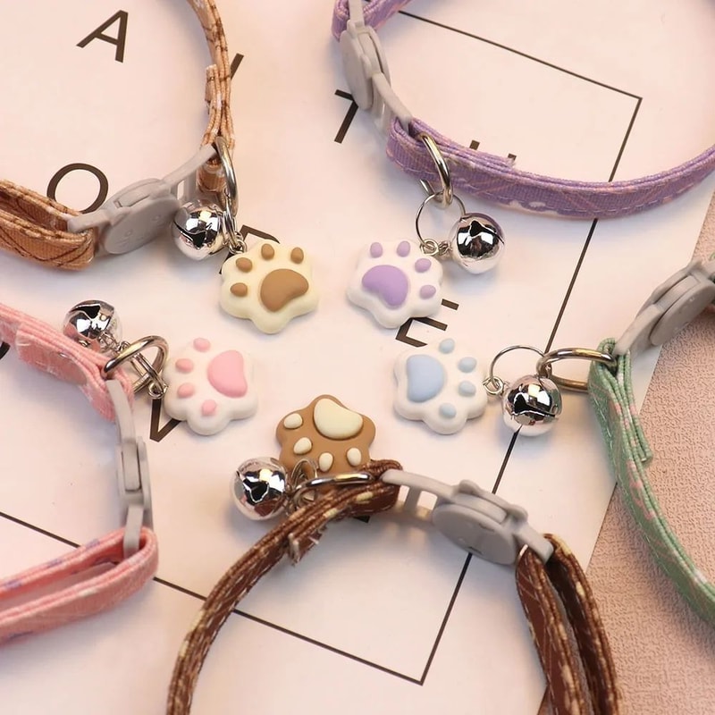Adjustable Breakaway Cat Collar With Bell And Paw Print Design 3