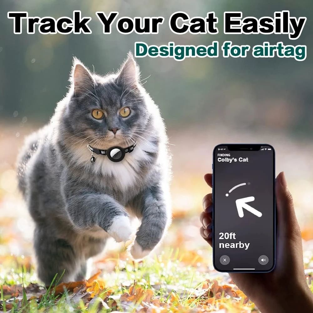 Reflective Airtag Cat Collar With Bell And Breakaway Buckle 6