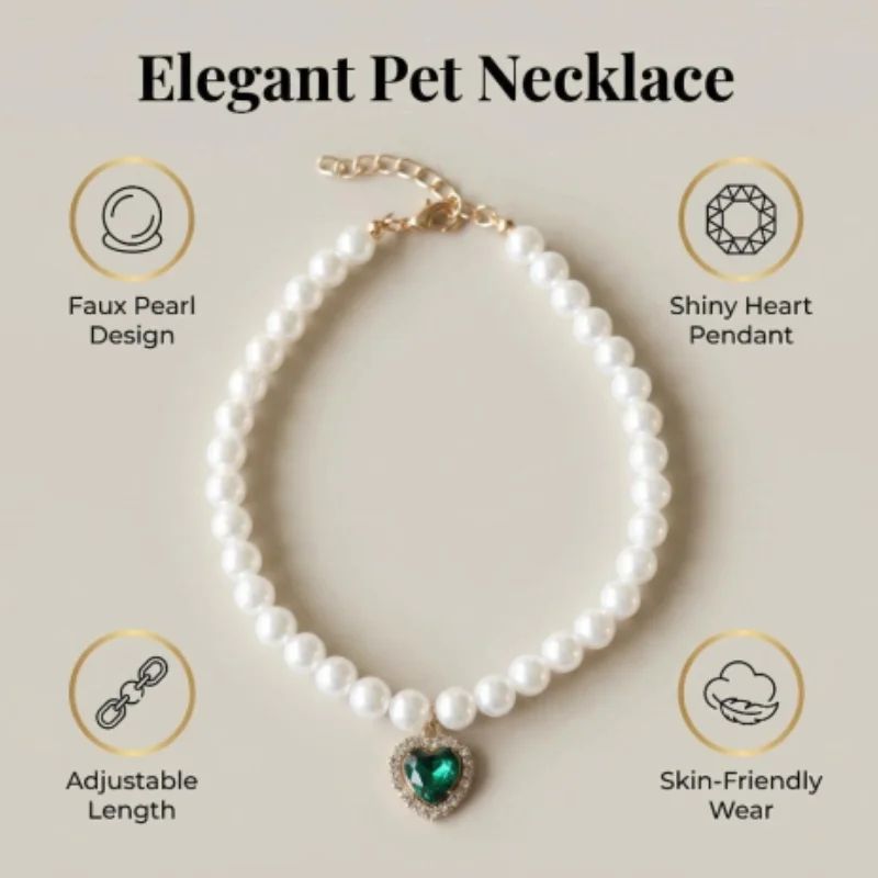Pearl Style Adjustable Cat Collar With Bell Necklace 12