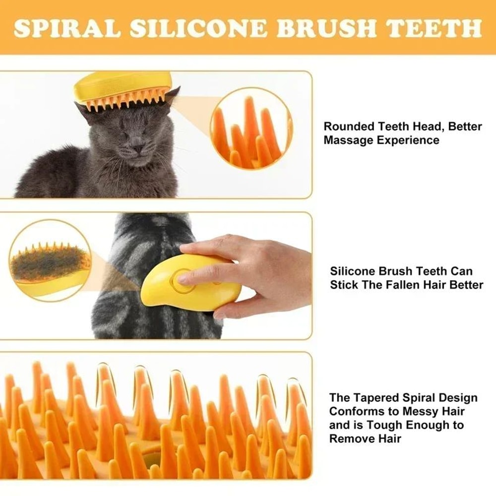 3 In 1 Steam Pet Grooming Brush With Spray And Massage 9