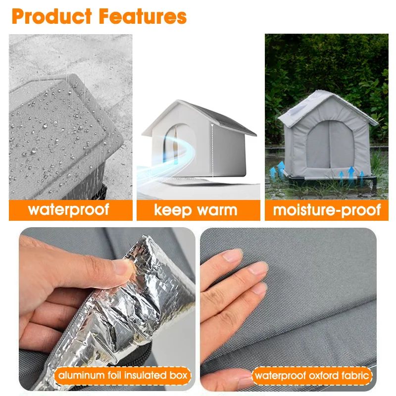 Waterproof Outdoor Cat Shelter Foldable Insulated Pet House 4
