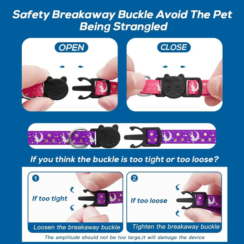 Glow Breakaway AirTag Pet Collar With Moon Charm 5
