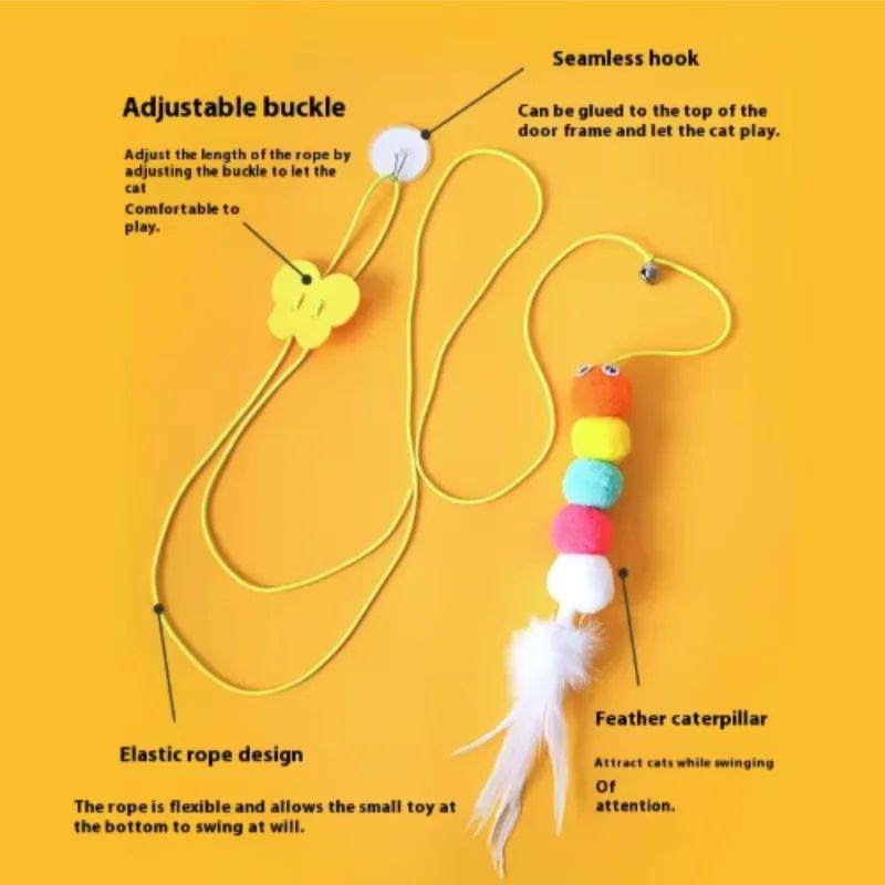 Interactive Hanging Feather Cat Teaser Toy 3