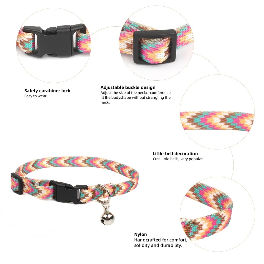 Geometric Print Adjustable Cat Collar With Bell 5