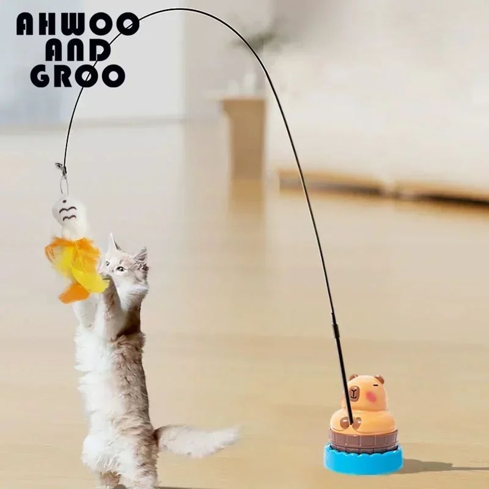 Capybara Bird Teaser Wand Cat Toy 1