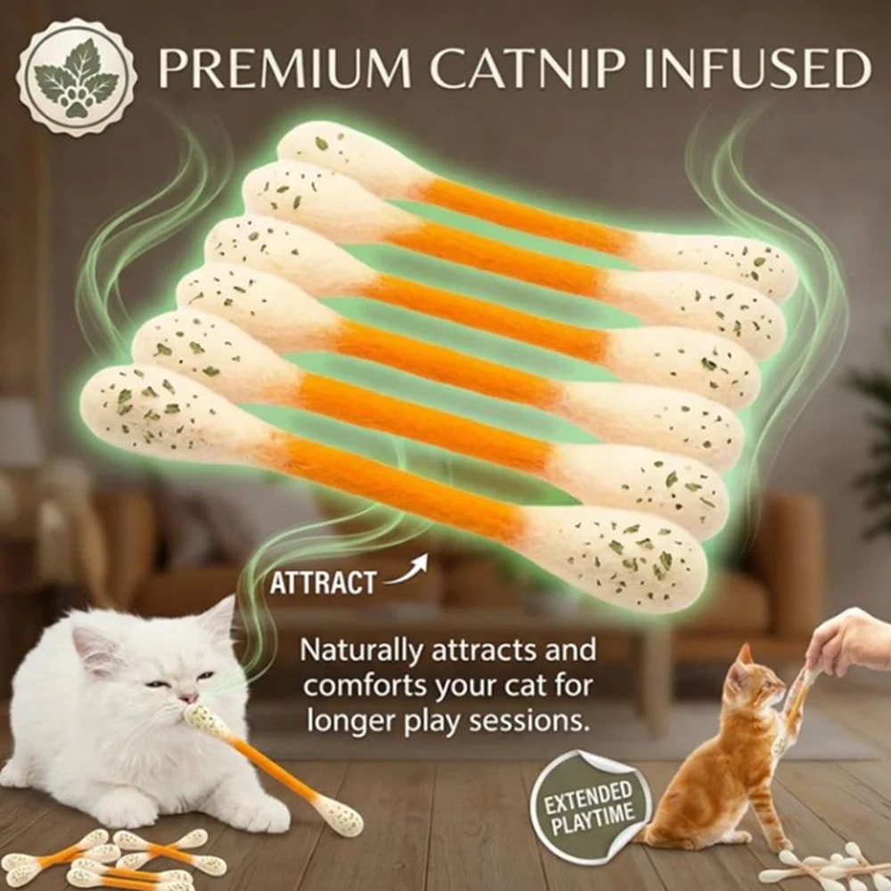 Catnip Cotton Swab Kitty Kicker Toy 0