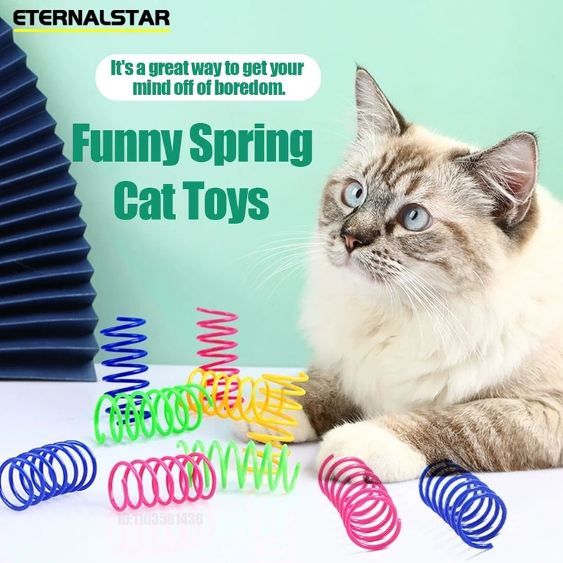 Colorful Spiral Spring Cat Toy Set 2