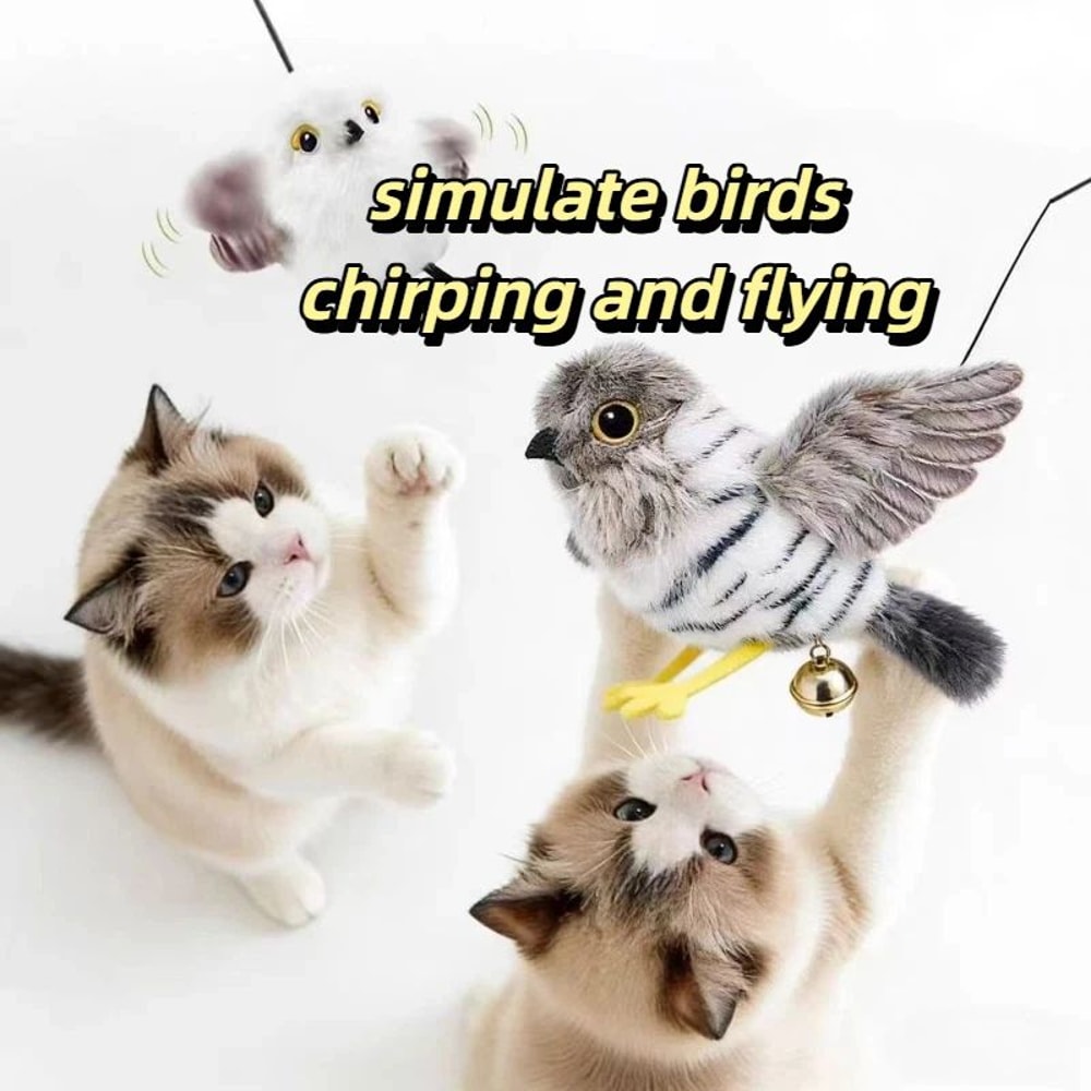 USB Rechargeable Chirping Bird Interactive Cat Toy 0