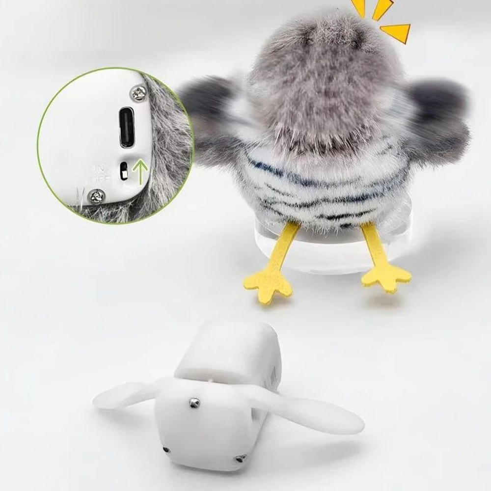 USB Rechargeable Chirping Bird Interactive Cat Toy 6