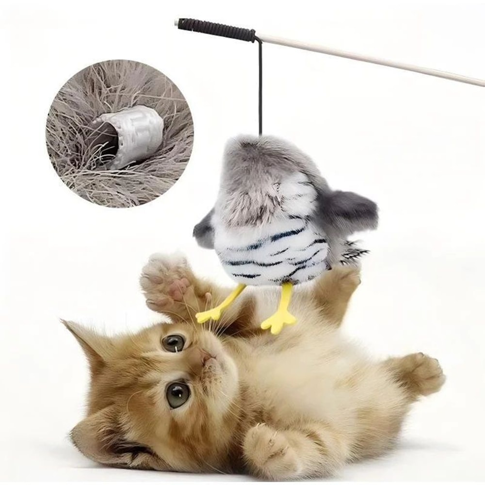 USB Rechargeable Chirping Bird Interactive Cat Toy 7