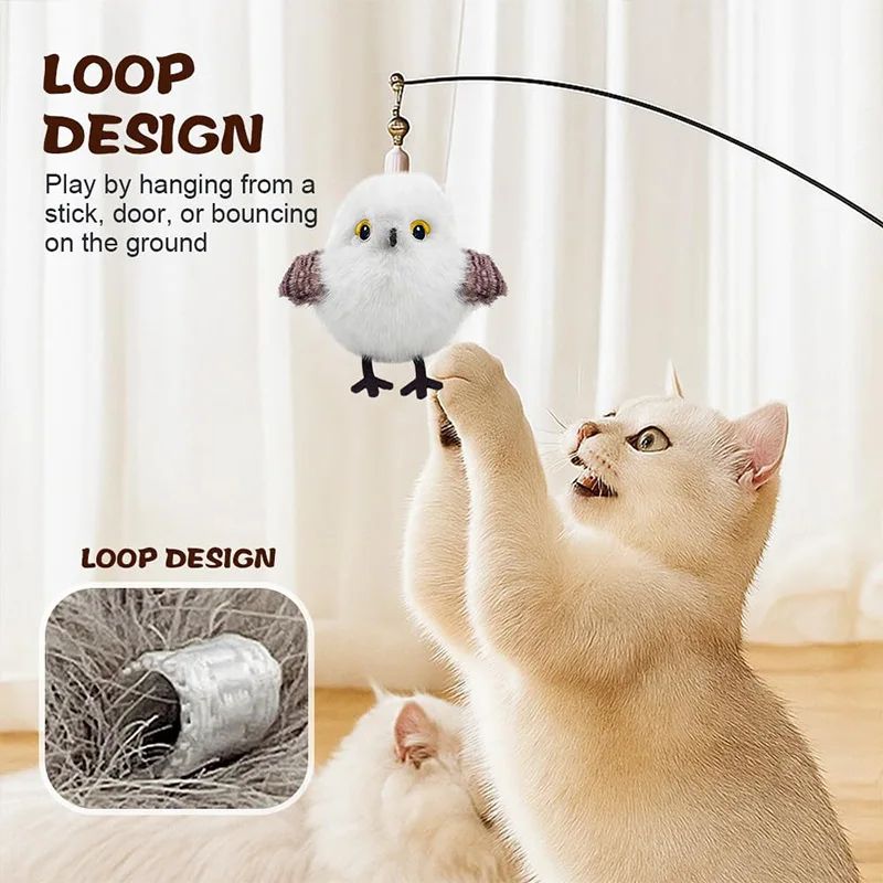 USB Rechargeable Chirping Bird Interactive Cat Toy 8