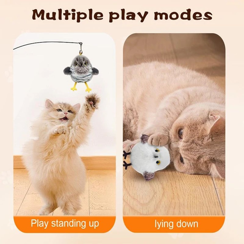 USB Rechargeable Chirping Bird Interactive Cat Toy 9