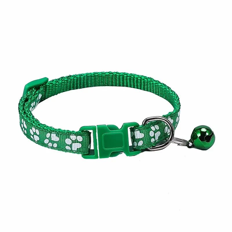 Adjustable Safety Bell Ring Necklace Pet Colorful Paw Print Pet Collar With Bell 6