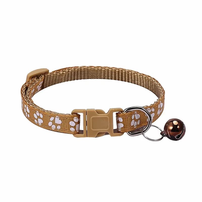 Adjustable Safety Bell Ring Necklace Pet Colorful Paw Print Pet Collar With Bell 8