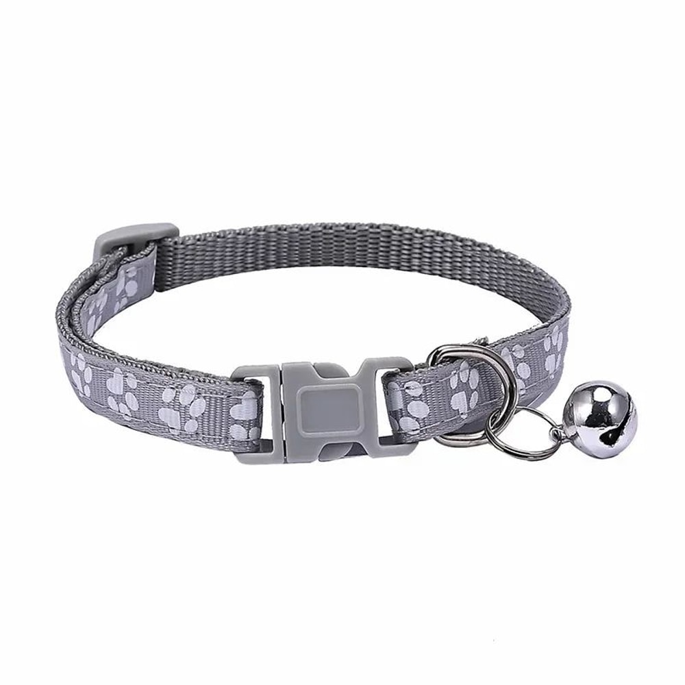 Adjustable Safety Bell Ring Necklace Pet Colorful Paw Print Pet Collar With Bell 10