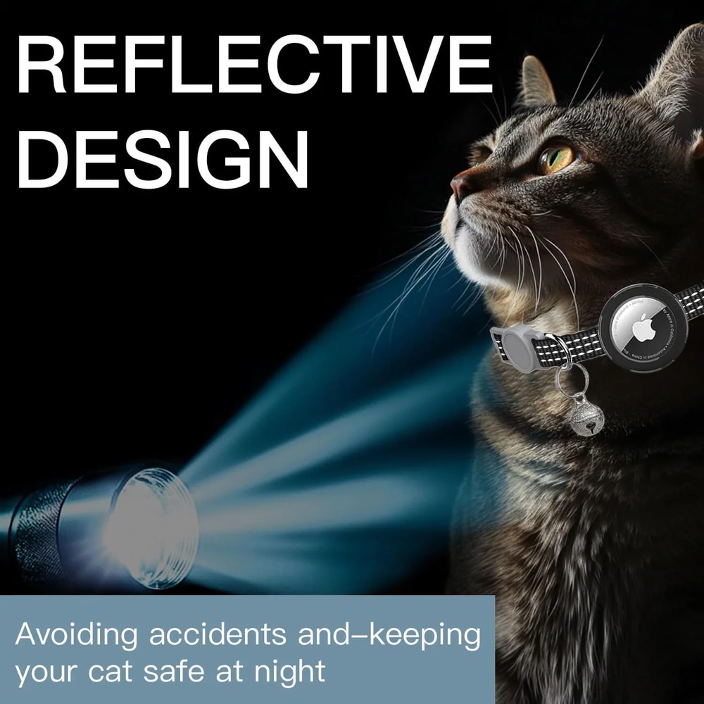 Breakaway Reflective AirTag Cat Collar With Bell 3