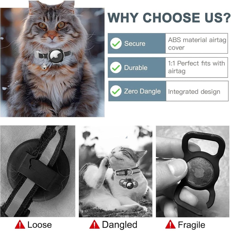 Breakaway Reflective AirTag Cat Collar With Bell 4