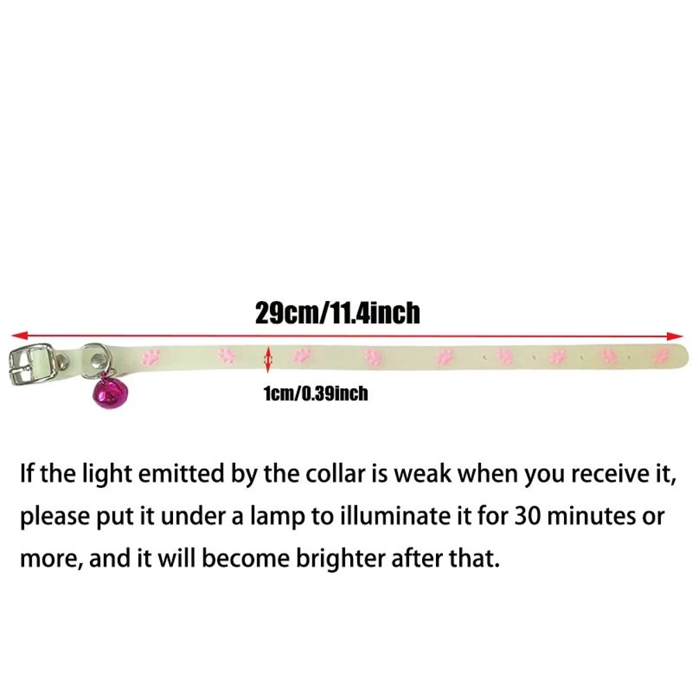 Glow In The Dark Paw Print Cat Collar 1