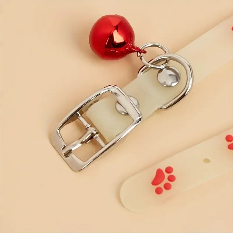 Glow In The Dark Paw Print Cat Collar 5