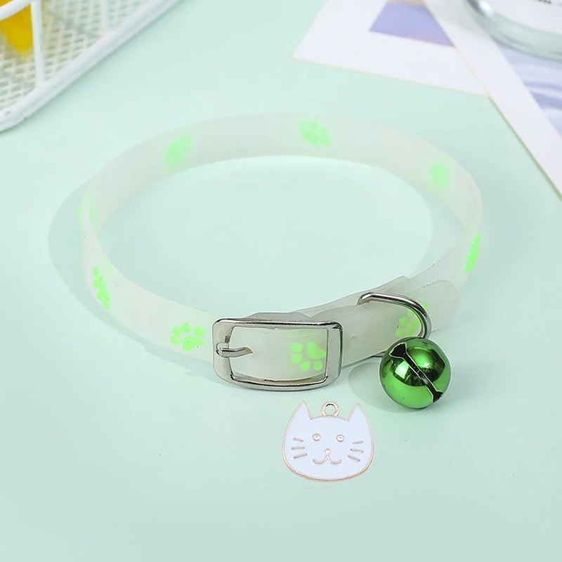 Glow In The Dark Paw Print Cat Collar 6