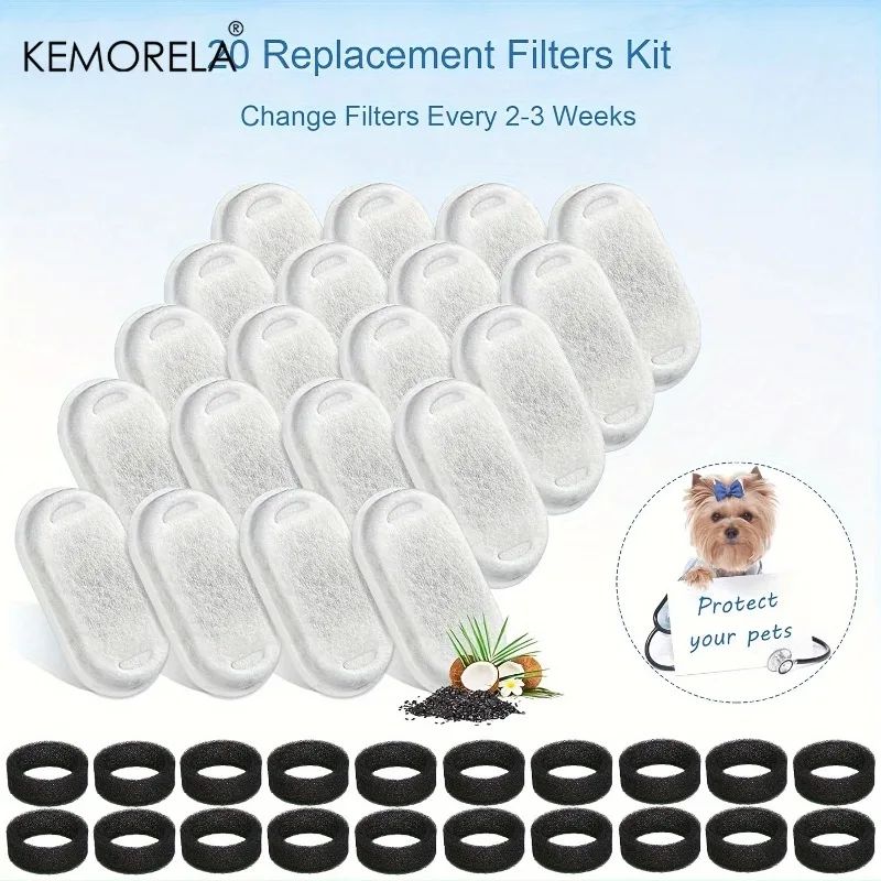 20 Pack Activated Carbon Pet Fountain Filters With Sponges 2