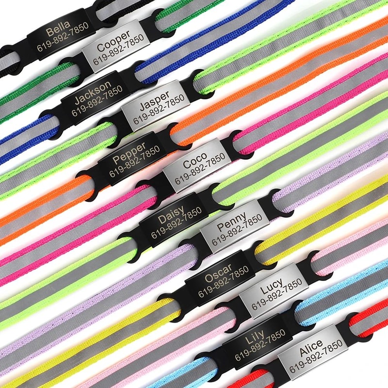 Personalized Reflective Cat Collar With Engraved ID Tag 3
