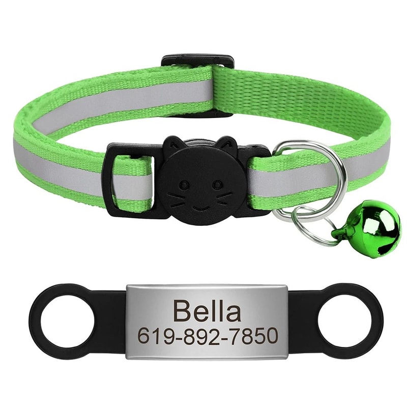 Personalized Reflective Cat Collar With Engraved ID Tag 18