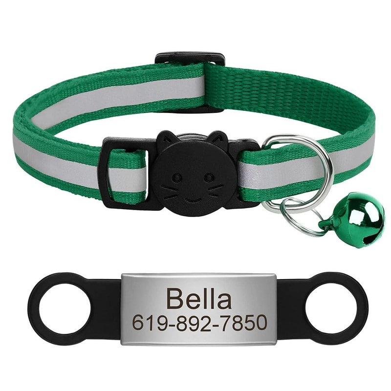 Personalized Reflective Cat Collar With Engraved ID Tag 19