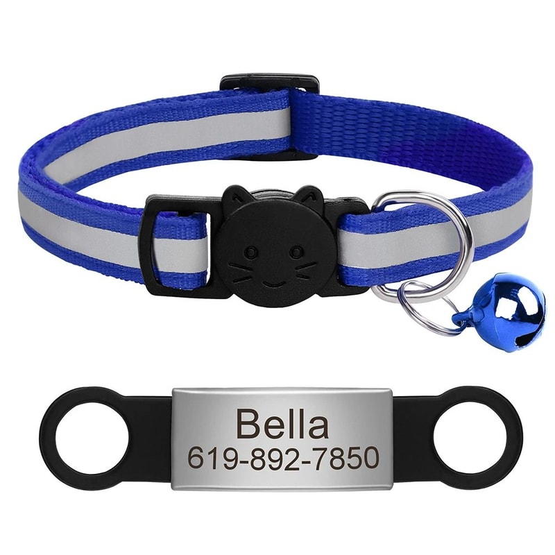 Personalized Reflective Cat Collar With Engraved ID Tag 21