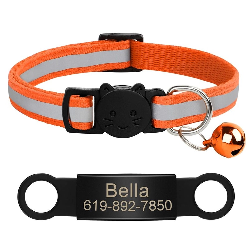 Personalized Reflective Cat Collar With Engraved ID Tag 9