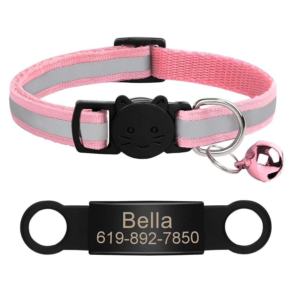 Personalized Reflective Cat Collar With Engraved ID Tag 12