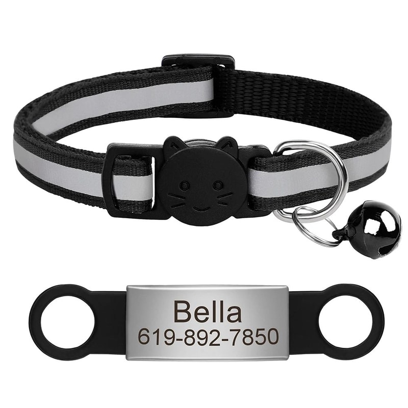Personalized Reflective Cat Collar With Engraved ID Tag 25