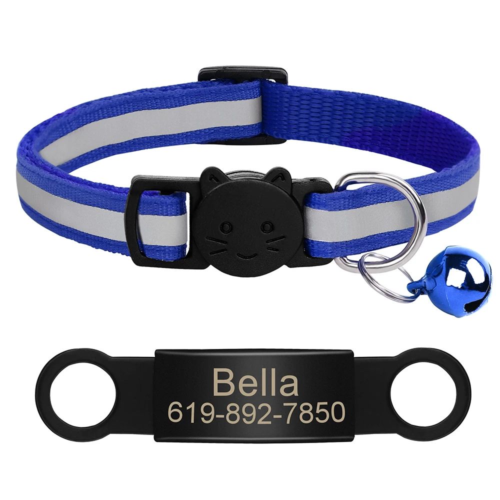Personalized Reflective Cat Collar With Engraved ID Tag 27