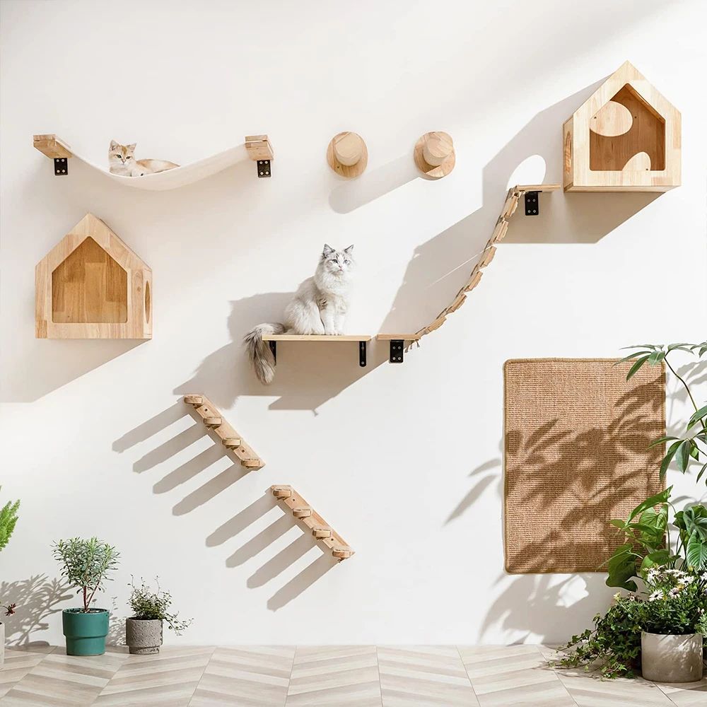 Modern Cat Wall Climbing Shelf And Activity Set 0