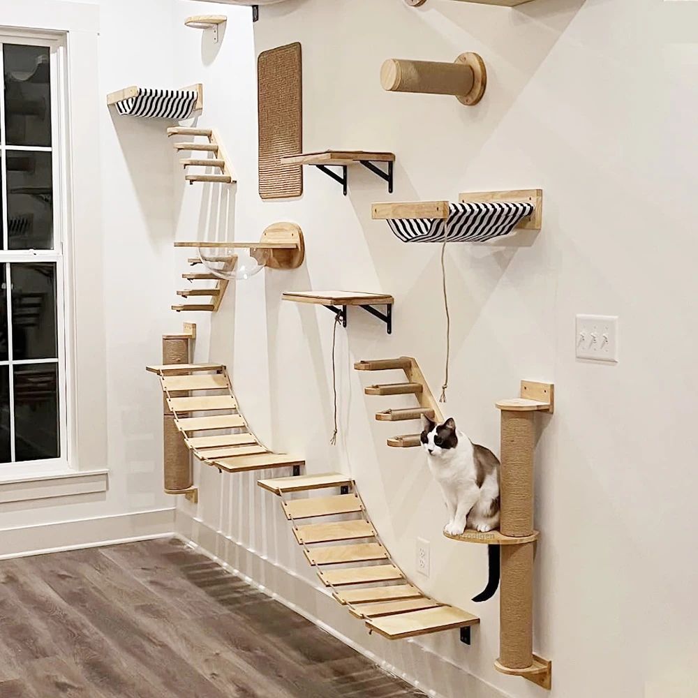 Modern Cat Wall Climbing Shelf And Activity Set 4