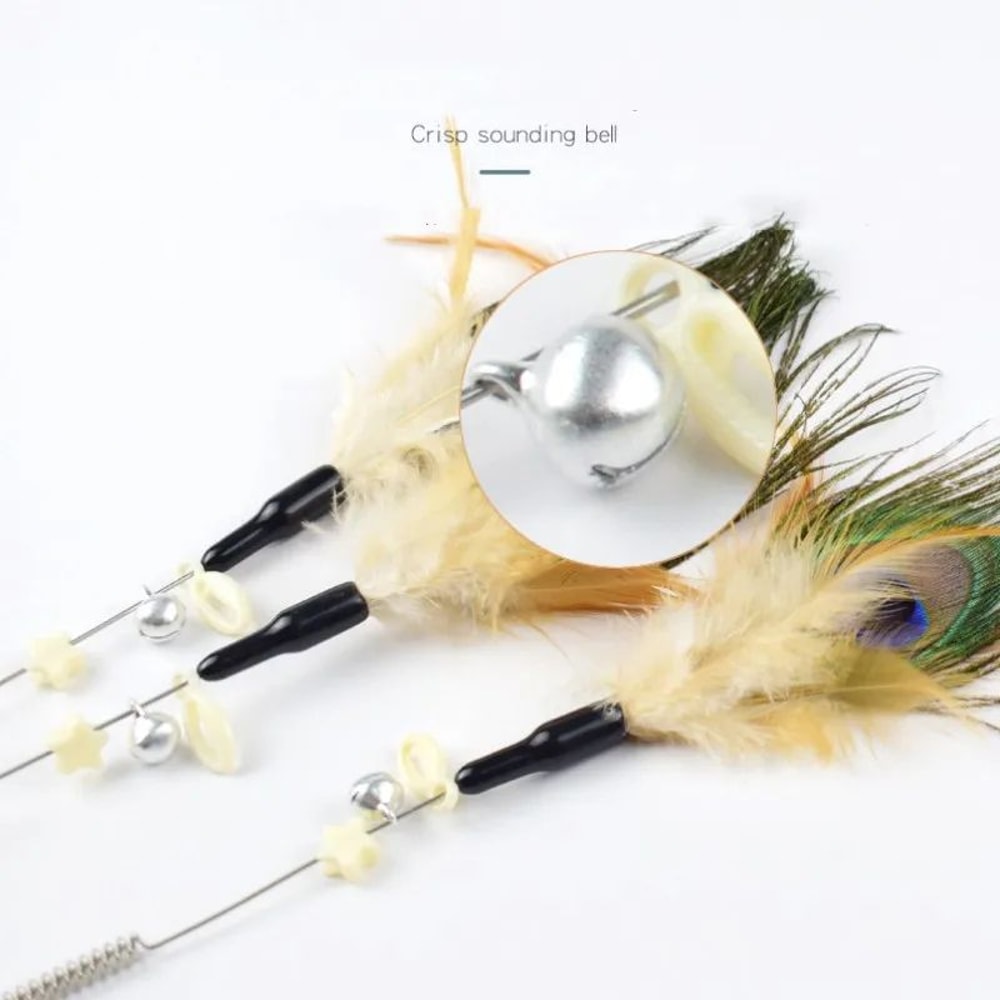 Interactive Peacock Feather Cat Wand Toy 1