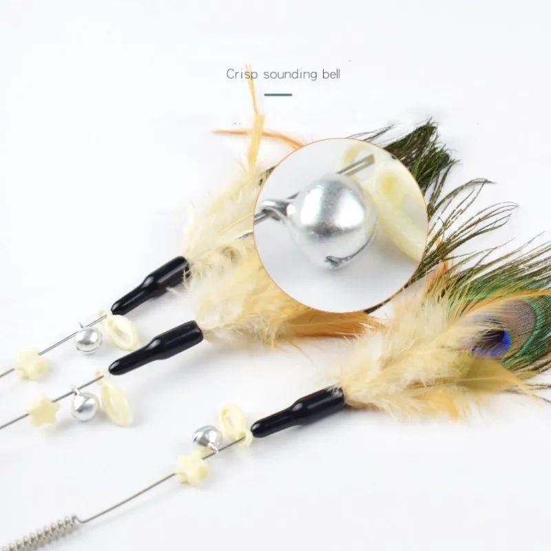 Interactive Peacock Feather Cat Wand Toy 1