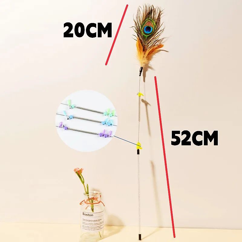 Interactive Peacock Feather Cat Wand Toy 6