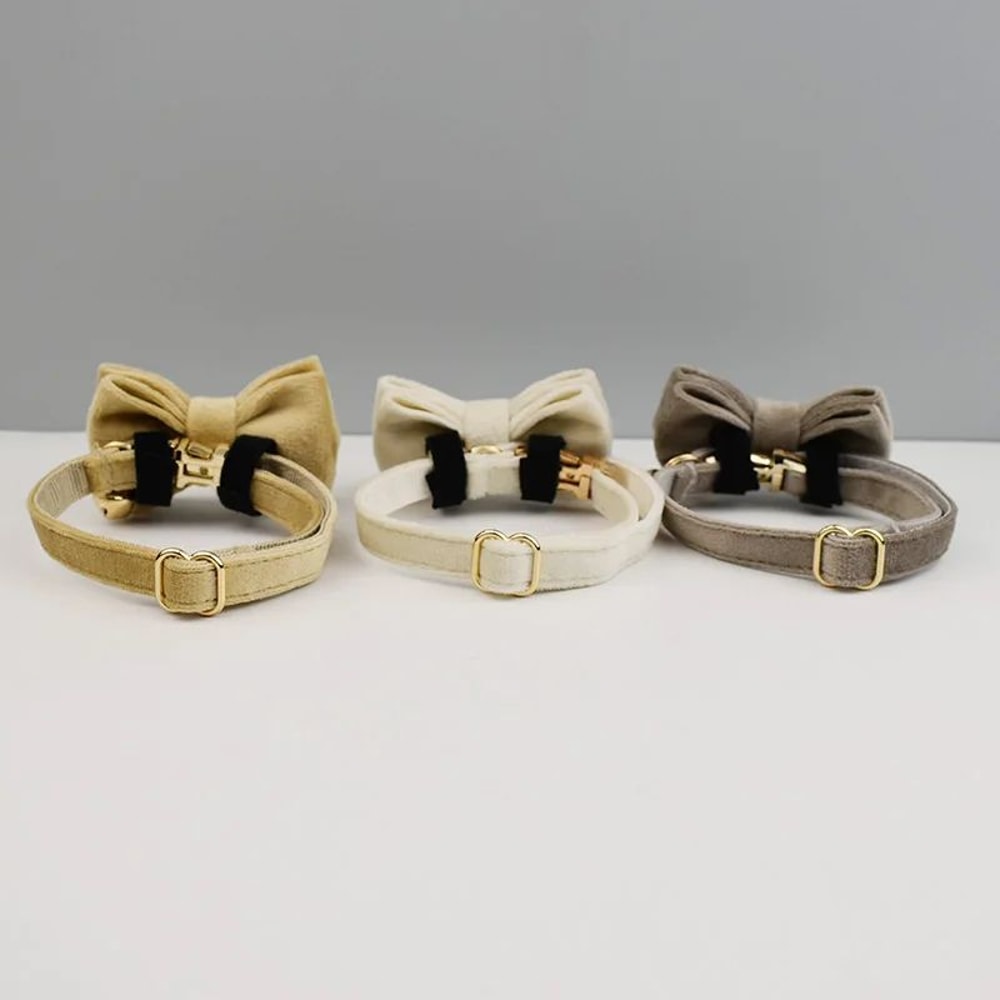Personalized Luxury Velvet Cat Collar With Bow Tie 4