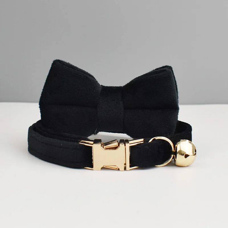 Personalized Luxury Velvet Cat Collar With Bow Tie 17