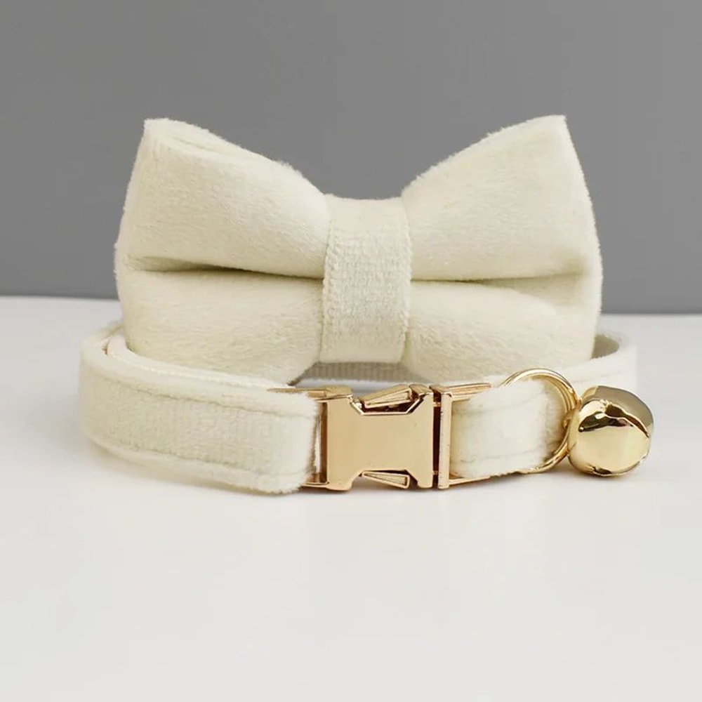 Personalized Luxury Velvet Cat Collar With Bow Tie 16