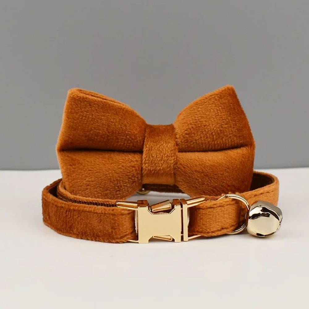 Personalized Luxury Velvet Cat Collar With Bow Tie 18