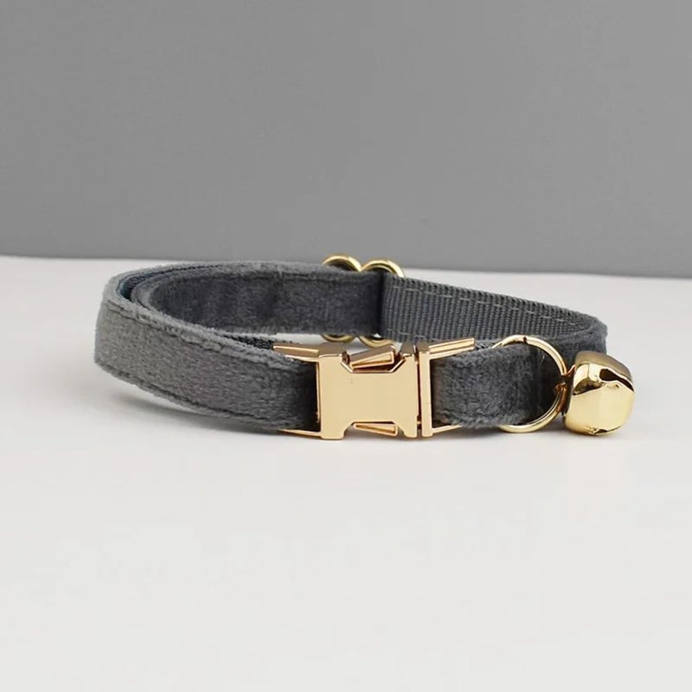 Personalized Luxury Velvet Cat Collar With Bow Tie 12