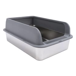 large stainless steel cat litter box with lid