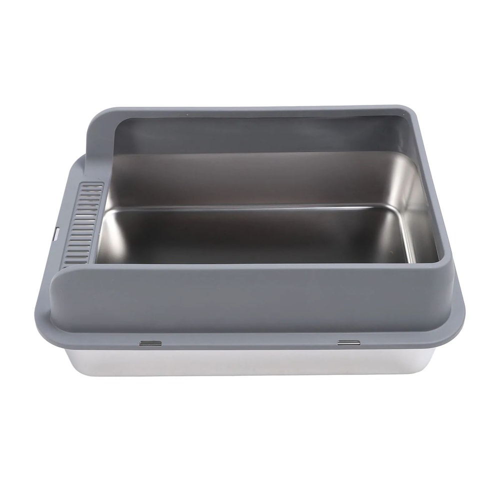 Large Stainless Steel Cat Litter Box With Lid 1
