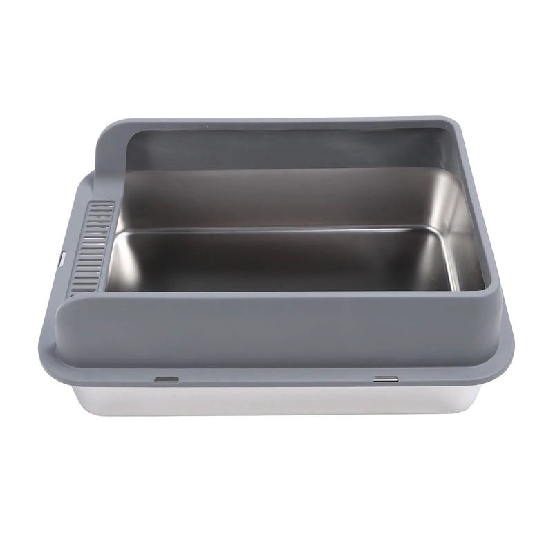 Large Stainless Steel Cat Litter Box With Lid 1