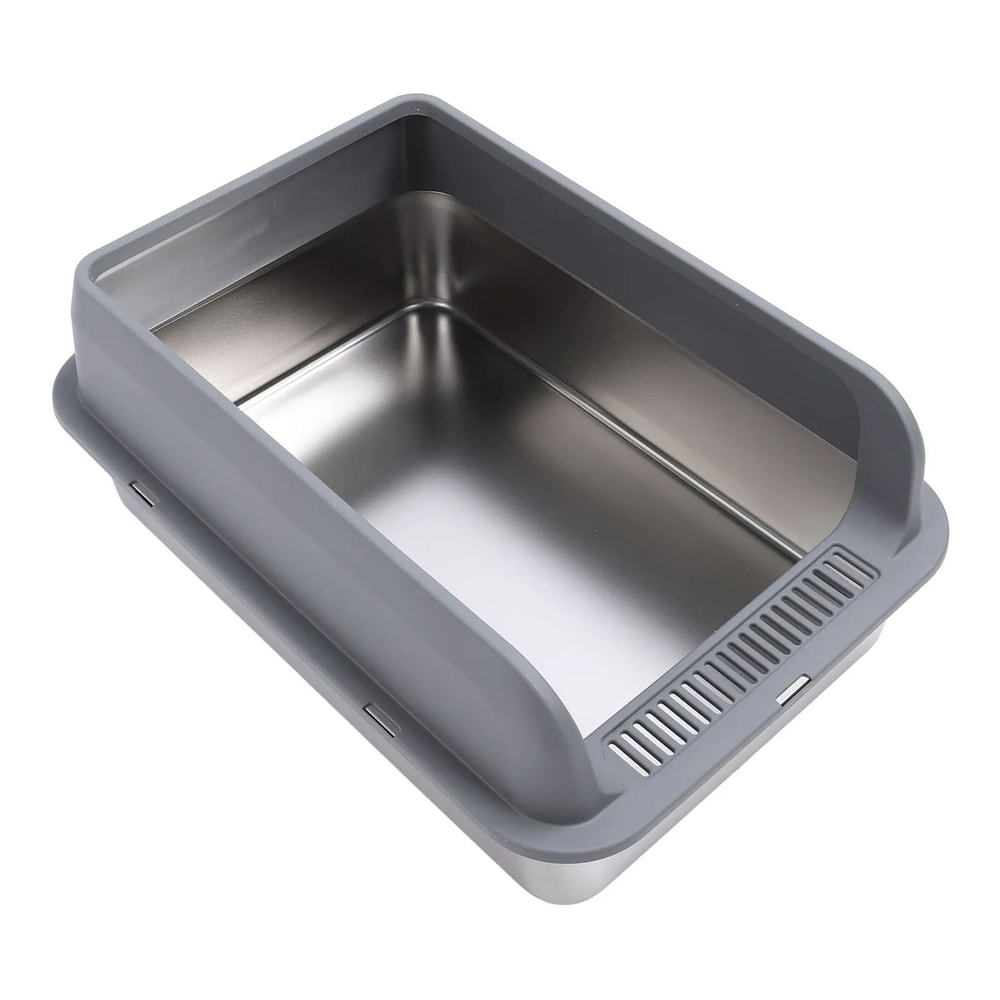 Large Stainless Steel Cat Litter Box With Lid 2