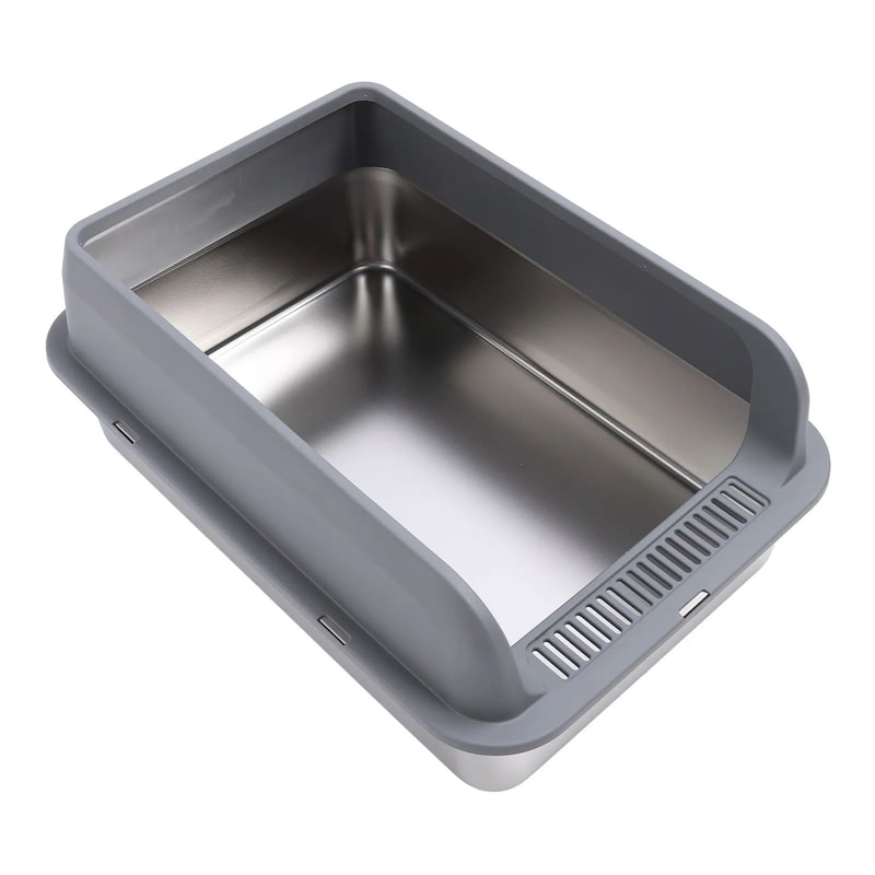 Large Stainless Steel Cat Litter Box With Lid 2